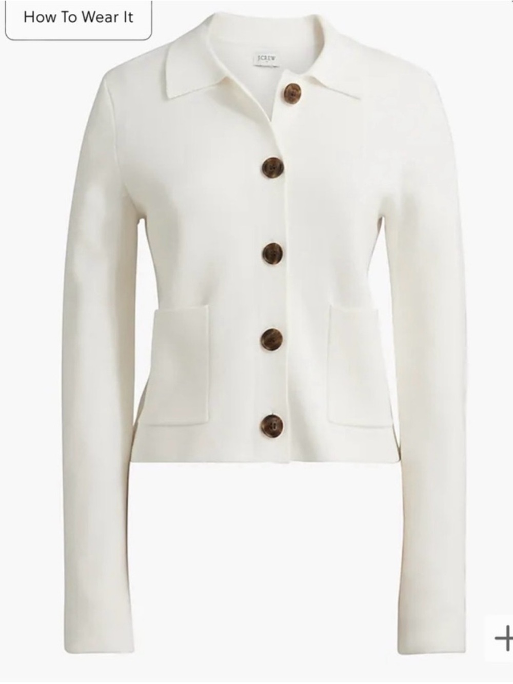 J. Crew Cream Knit Button-Front Jacket with Brown Buttons